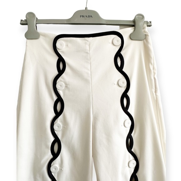 New with Tag, SARA BATTAGLIA Contrast-trim Wave Trousers In White, Size 36 IT - Picture 6 of 16